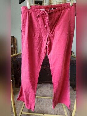 Vtg Y2K Abercrombie & Fitch Casual Athletic Pants RED with Blue Stripe S